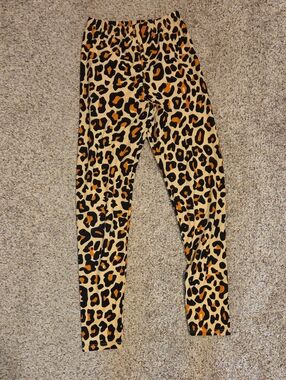 Agnes & Dora Animal Print Leggings in Tan, Black & Orange